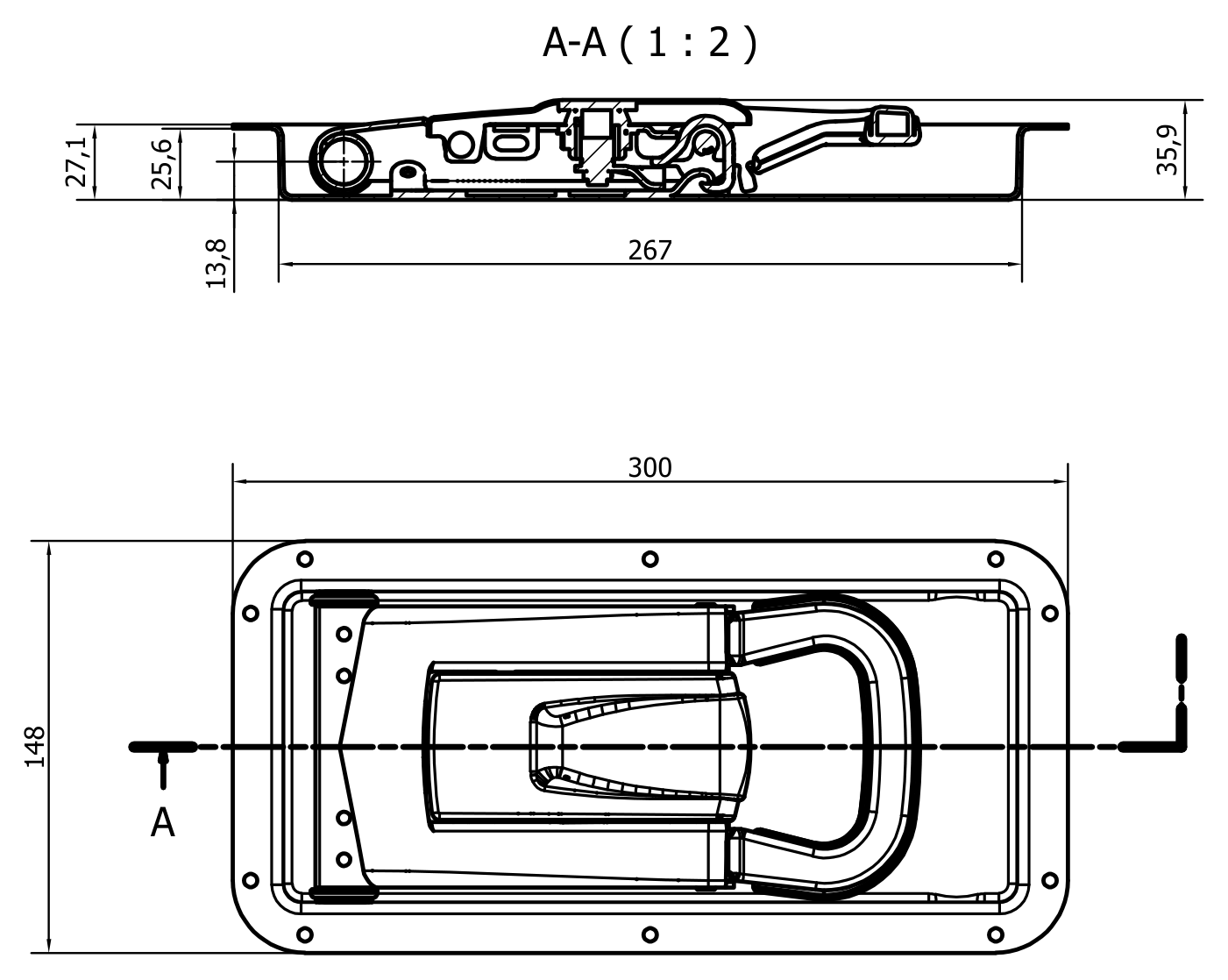 RECESSED HANDLE ULISES PREMIUM 25 - Technical drawing