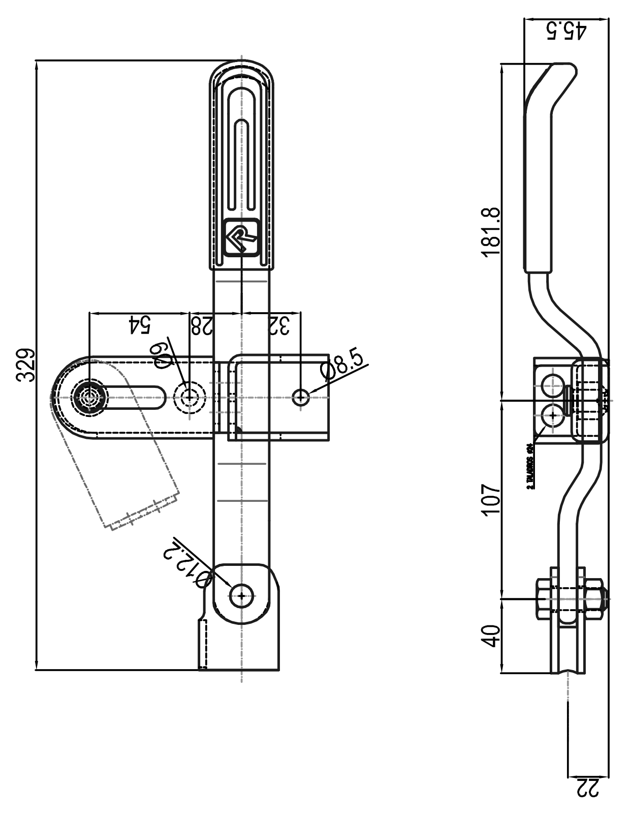 HANDLE CONTAINER - Technical drawing