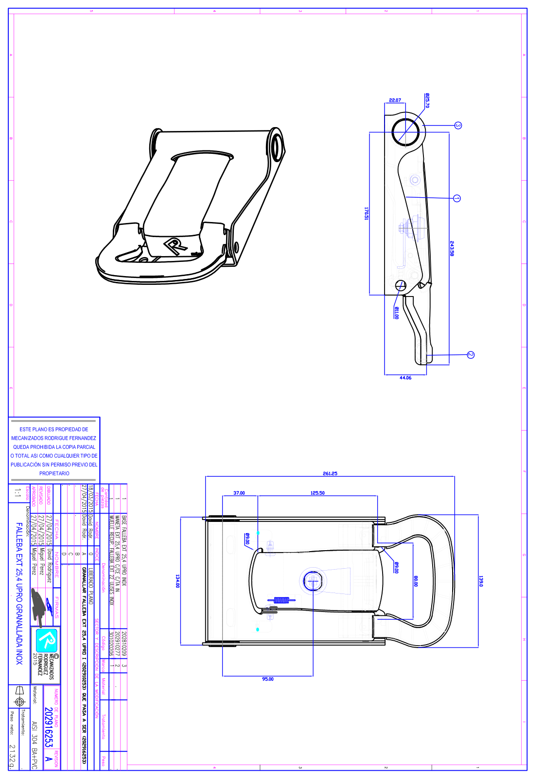 HANDLE UPRO-25,4 - Technical drawing