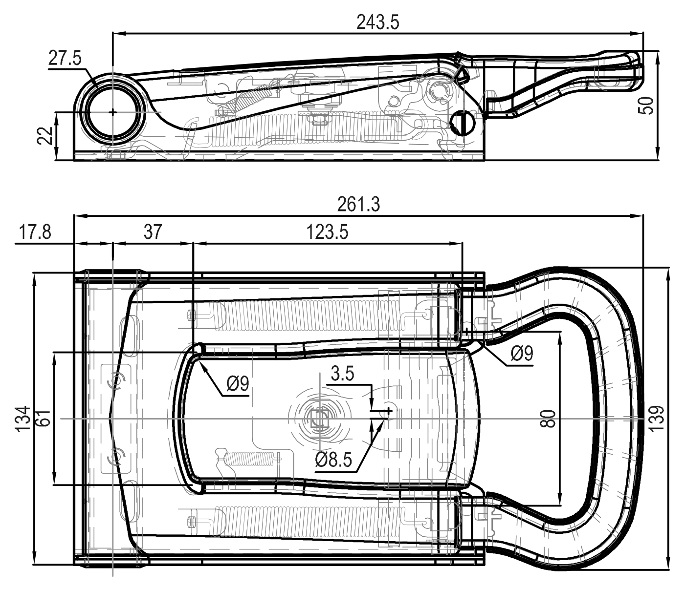 HANDLE UPRO-27 - Technical drawing