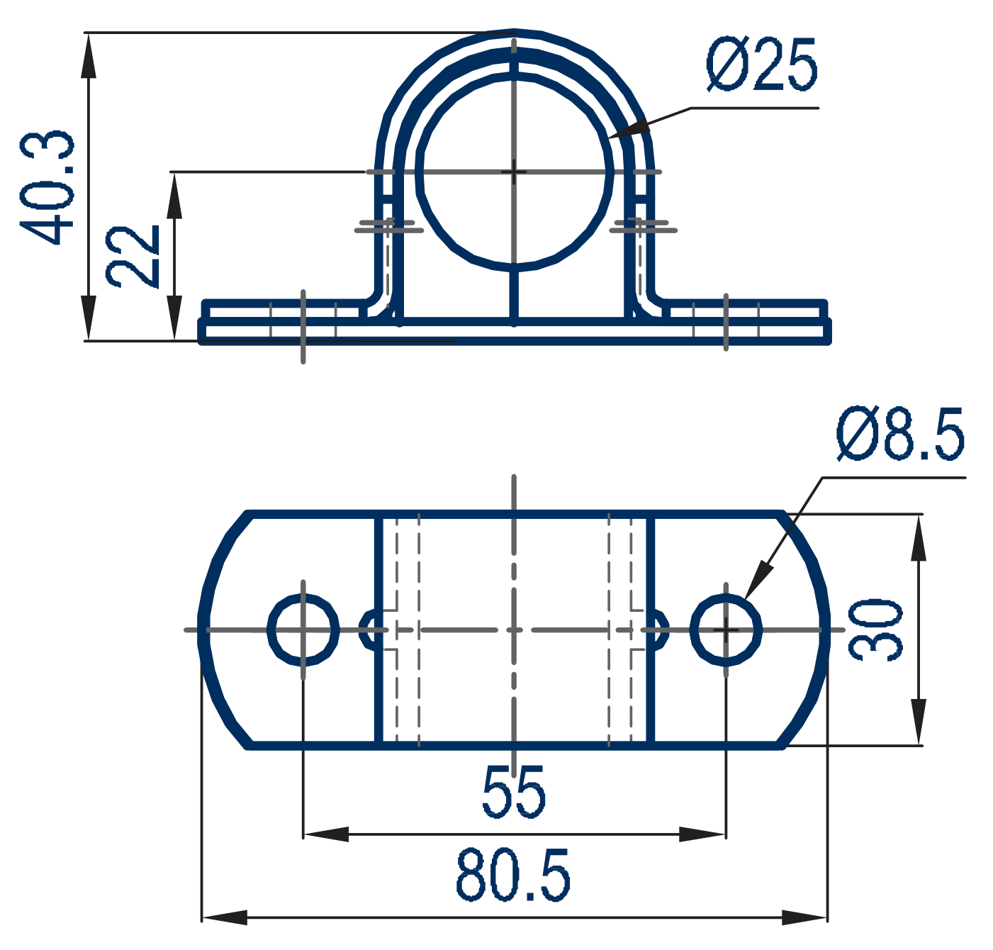 KIT TUBE CLAMPS (5X30) - Technical drawing