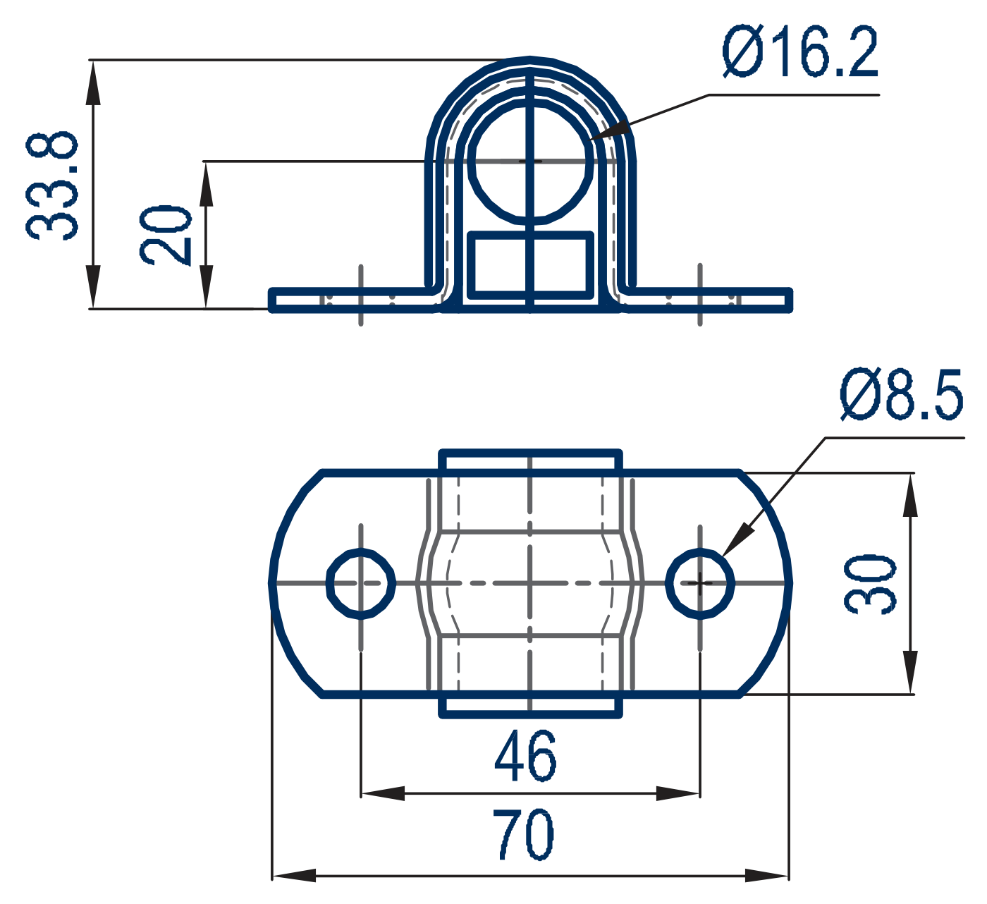 KIT TUBE CLAMPS (4X30) - Technical drawing
