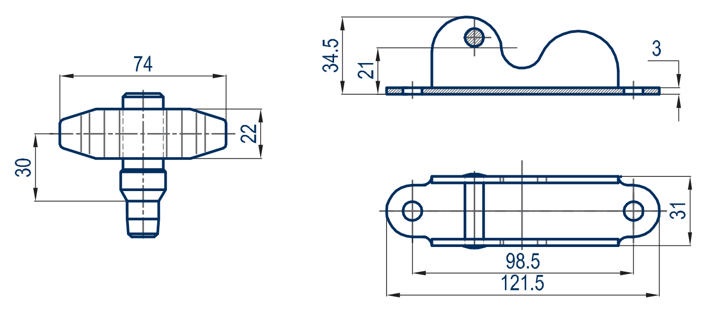 KIT DOUBLE CAMS + KEEPERS - Technical drawing