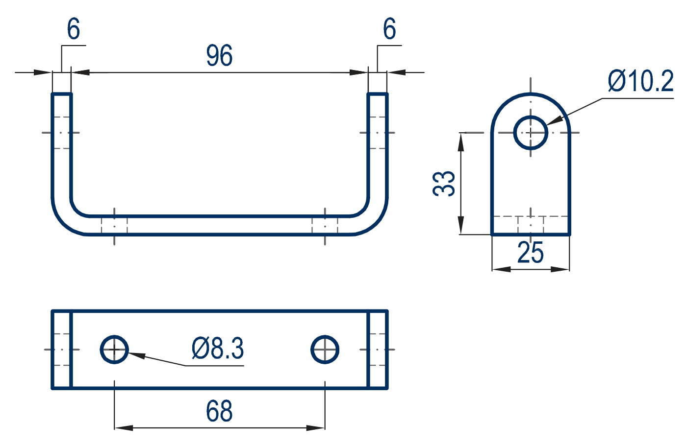 ALT DİRSEK U-25 - Teknik çizim