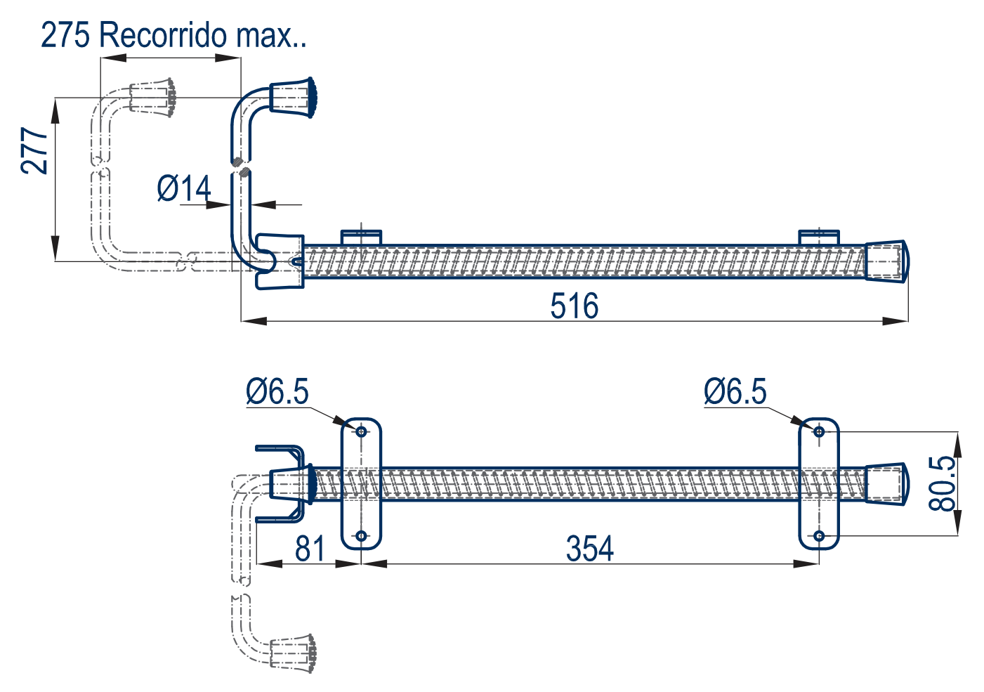 LEVER DOOR RETAINER MEDIUM - Technical drawing